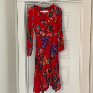 Red floral Anthropologie dress